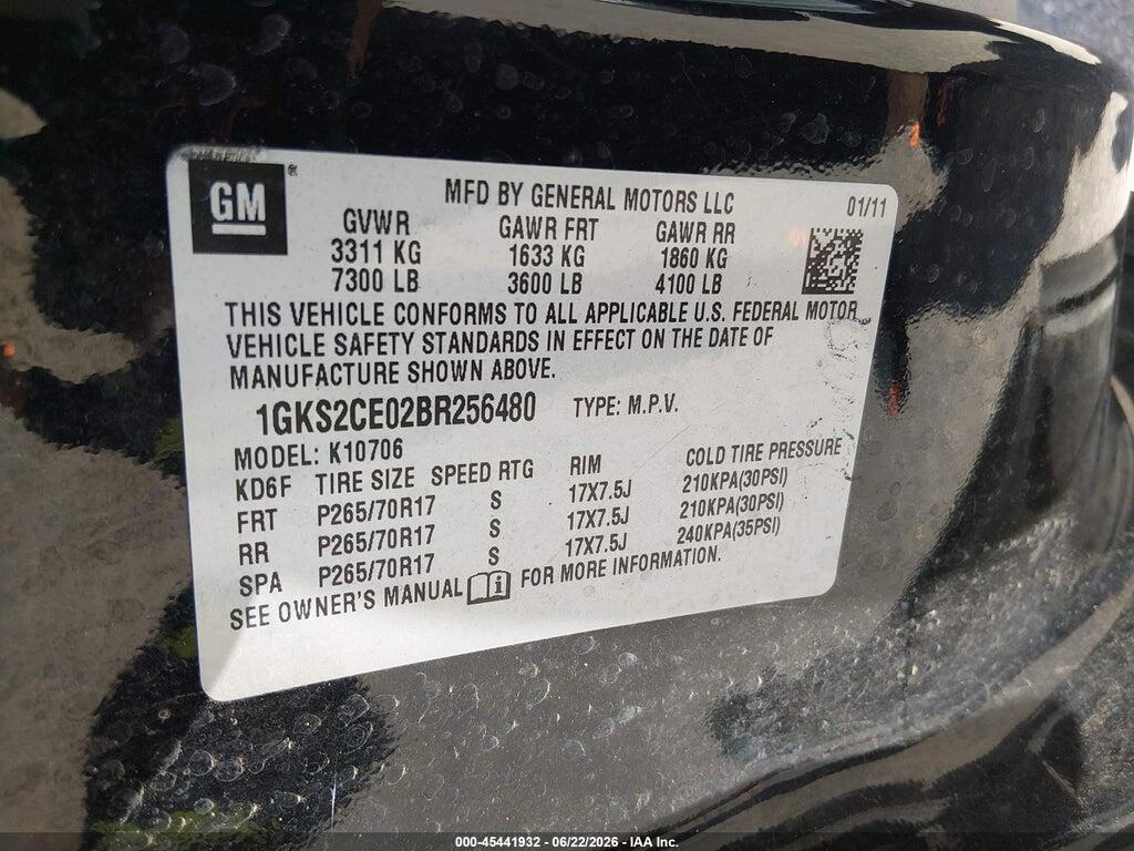 1GKS2CE02BR256480 2011 GMC YUKON photo no. 9