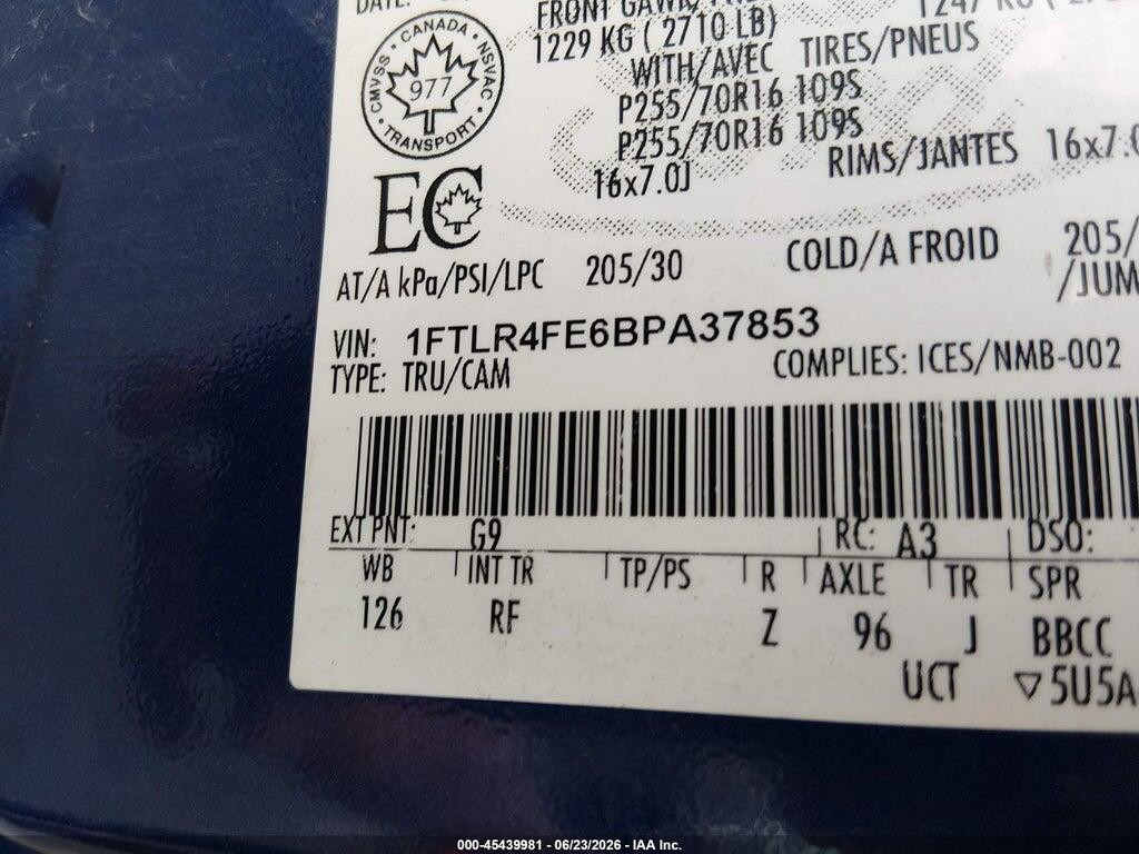 1FTLR4FE6BPA37853 2011 FORD RANGER photo no. 9