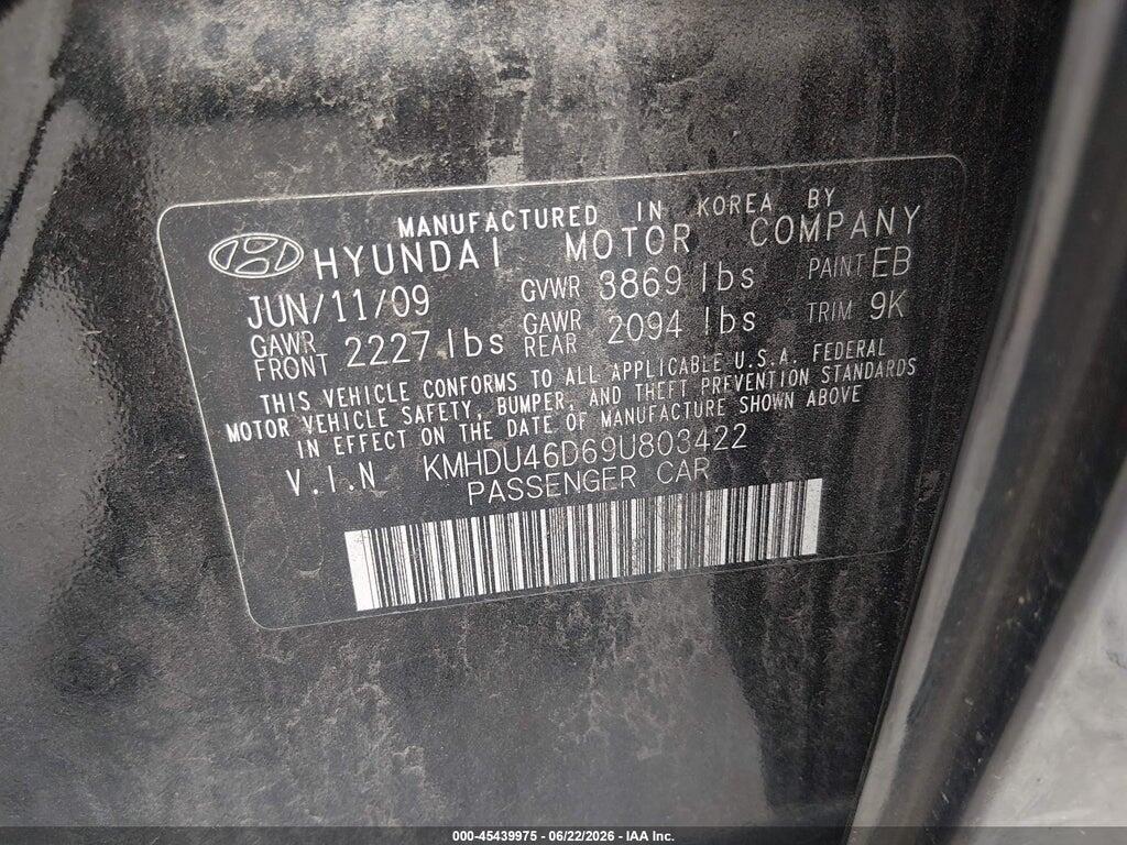 KMHDU46D69U803422 2009 HYUNDAI ELANTRA photo no. 9