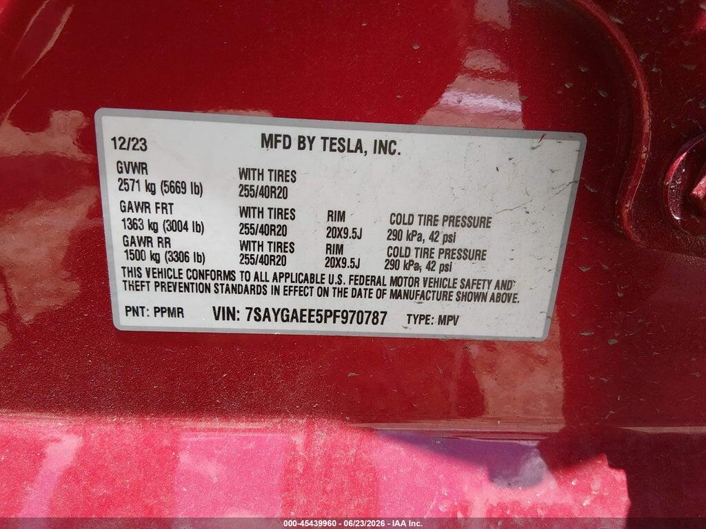 7SAYGAEE5PF970787 2023 TESLA MODEL Y photo no. 9