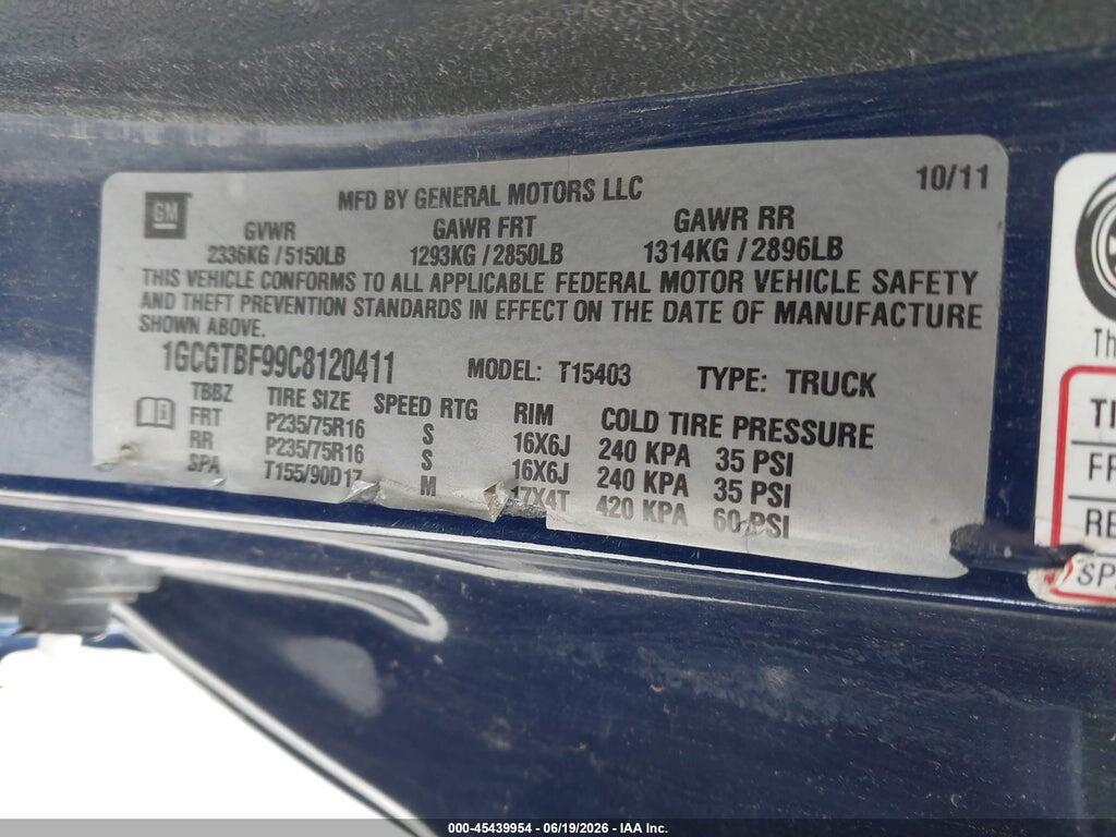 1GCGTBF99C8120411 2012 CHEVROLET COLORADO photo no. 9
