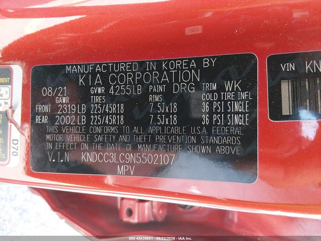 KNDCC3LC9N5502107 2022 KIA NIRO photo no. 9