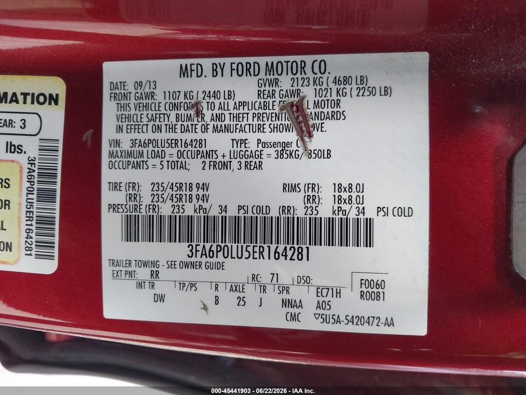 3FA6P0LU5ER164281 2014 FORD FUSION HYBRID photo no. 9