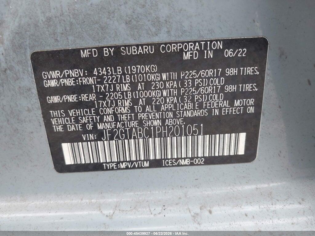 JF2GTABC1PH201051 2023 SUBARU CROSSTREK photo no. 9