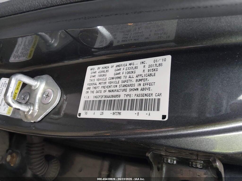 1HGCP2F36AA084859 2010 HONDA ACCORD photo no. 9
