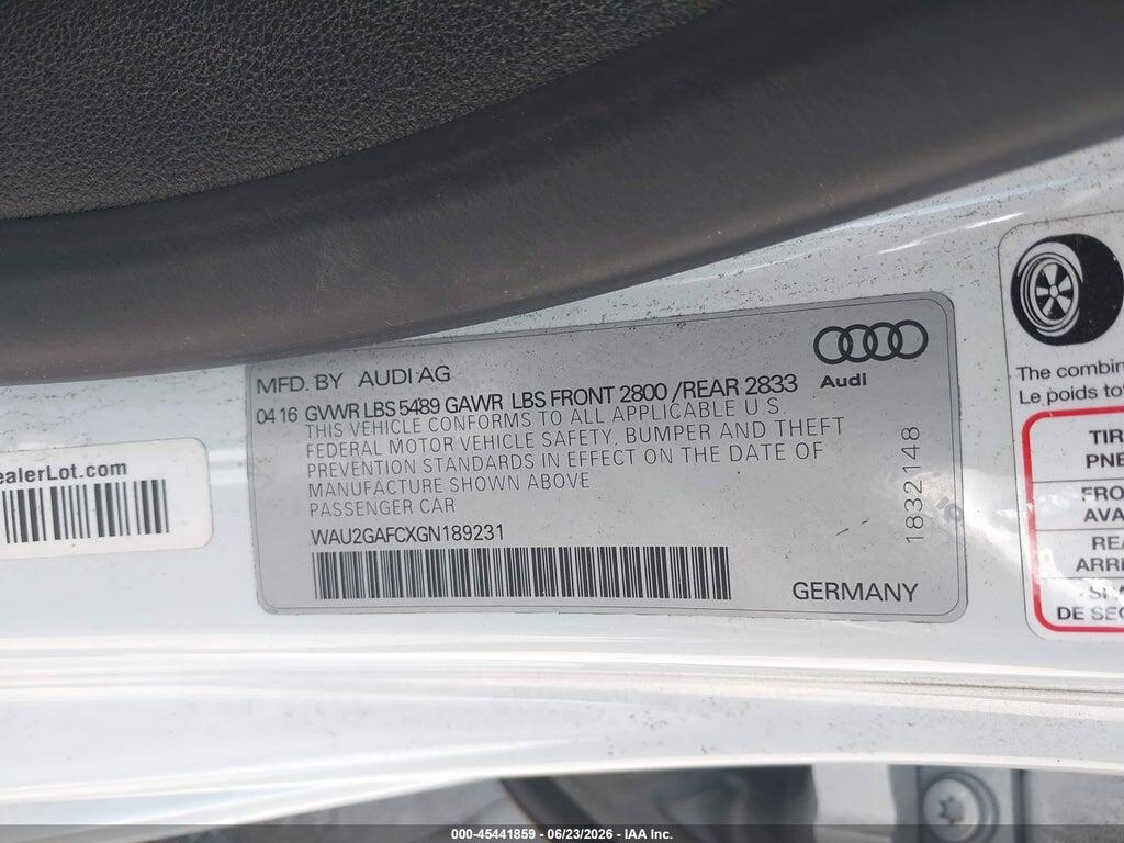WAU2GAFCXGN189231 2016 AUDI A7 photo no. 9