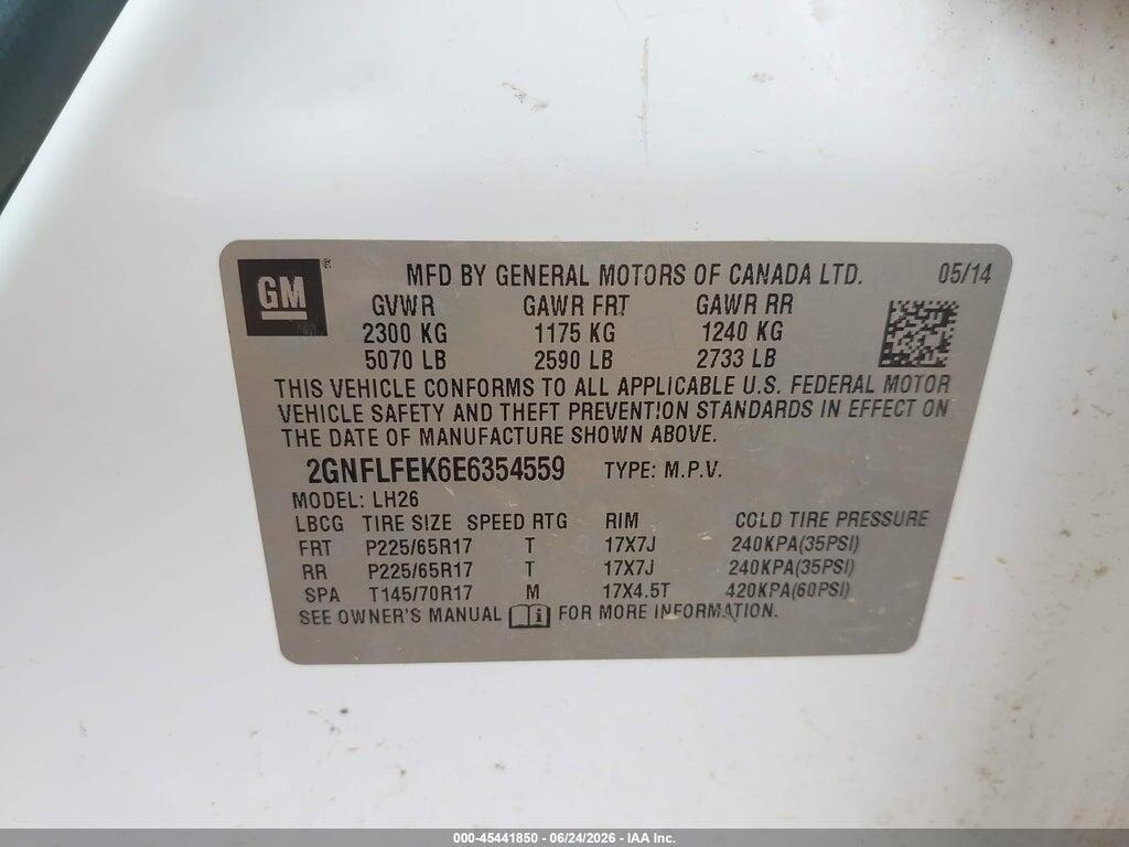 2GNFLFEK6E6354559 2014 CHEVROLET EQUINOX photo no. 9