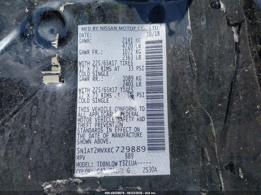 5N1AT2MVXKC729889 2019 NISSAN ROGUE photo no. 9