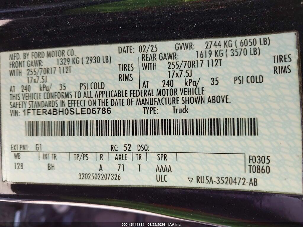 1FTER4BH0SLE06786 2025 FORD RANGER photo no. 9