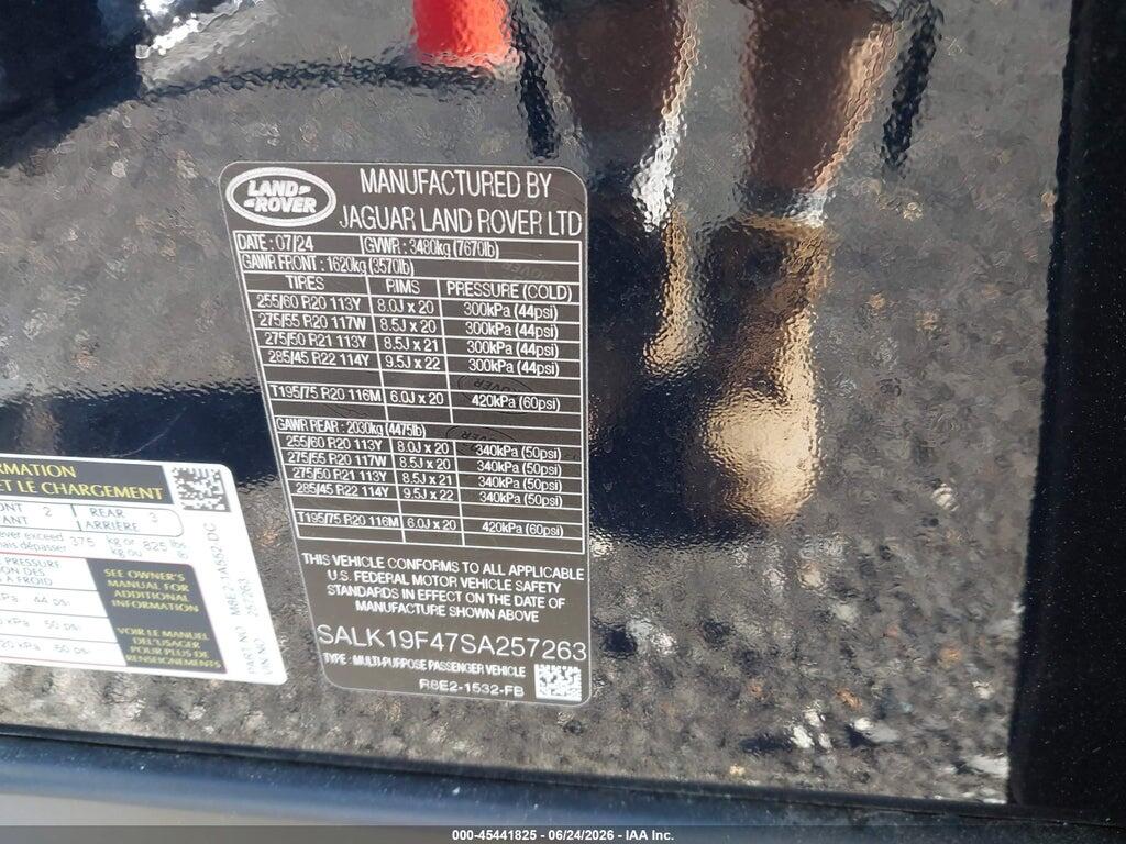 SALK19F47SA257263 2025 LAND ROVER RANGE ROVER photo no. 9