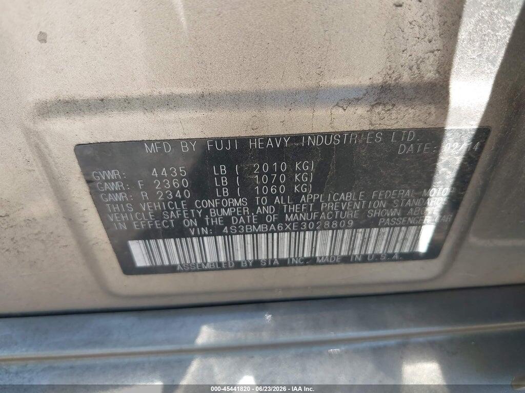 4S3BMBA6XE3028809 2014 SUBARU LEGACY photo no. 9