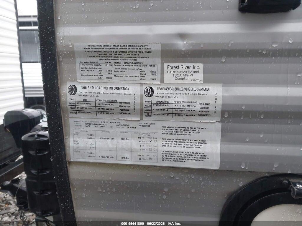5ZT2AVNB4NB932032 2022 AVENGER TRAVEL TRAILER photo no. 9