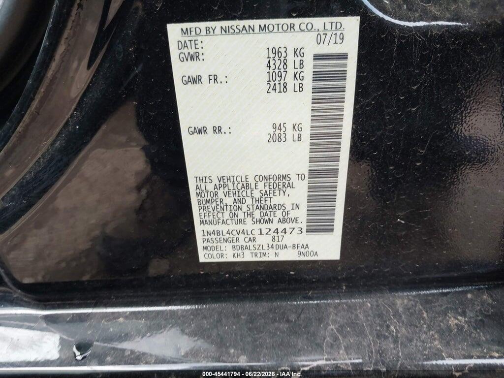 1N4BL4CV4LC124473 2020 NISSAN ALTIMA photo no. 9