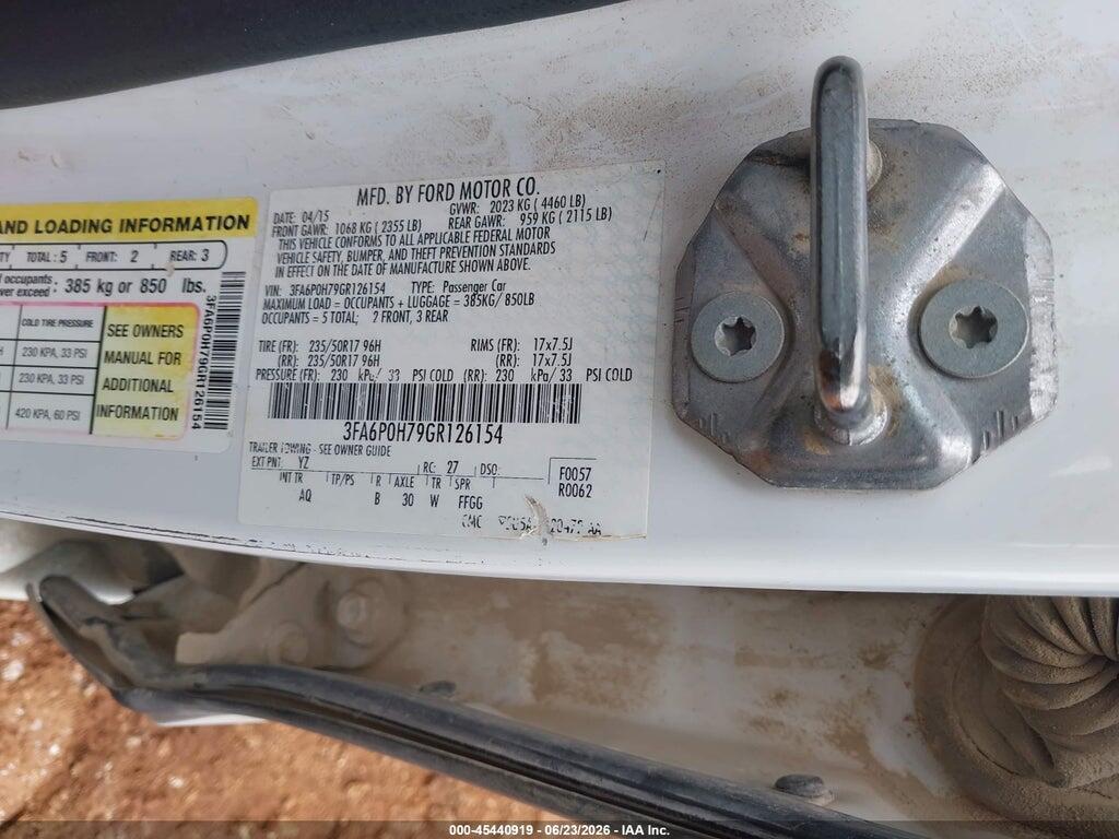 3FA6P0H79GR126154 2016 FORD FUSION photo no. 9