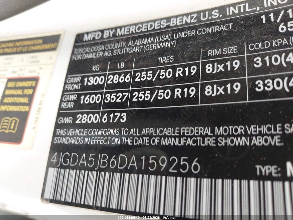 4JGDA5JB6DA159256 2013 MERCEDES-BENZ ML 350 photo no. 9