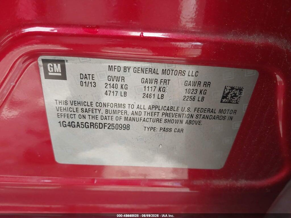 1G4GA5GR6DF250998 2013 BUICK LACROSSE photo no. 9