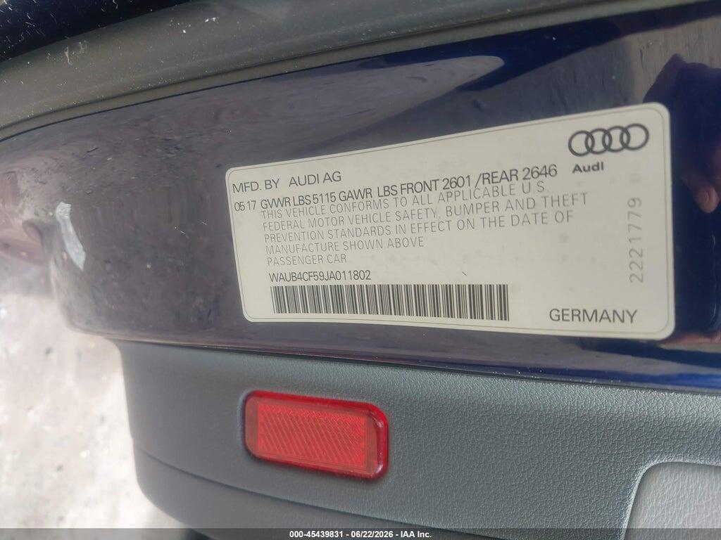 WAUB4CF59JA011802 2018 AUDI S5 photo no. 9