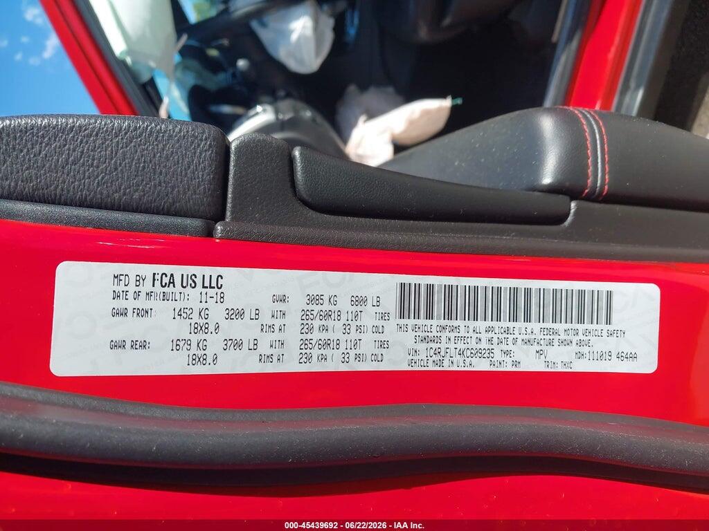 1C4RJFLT4KC609235 2019 JEEP GRAND CHEROKEE photo no. 9