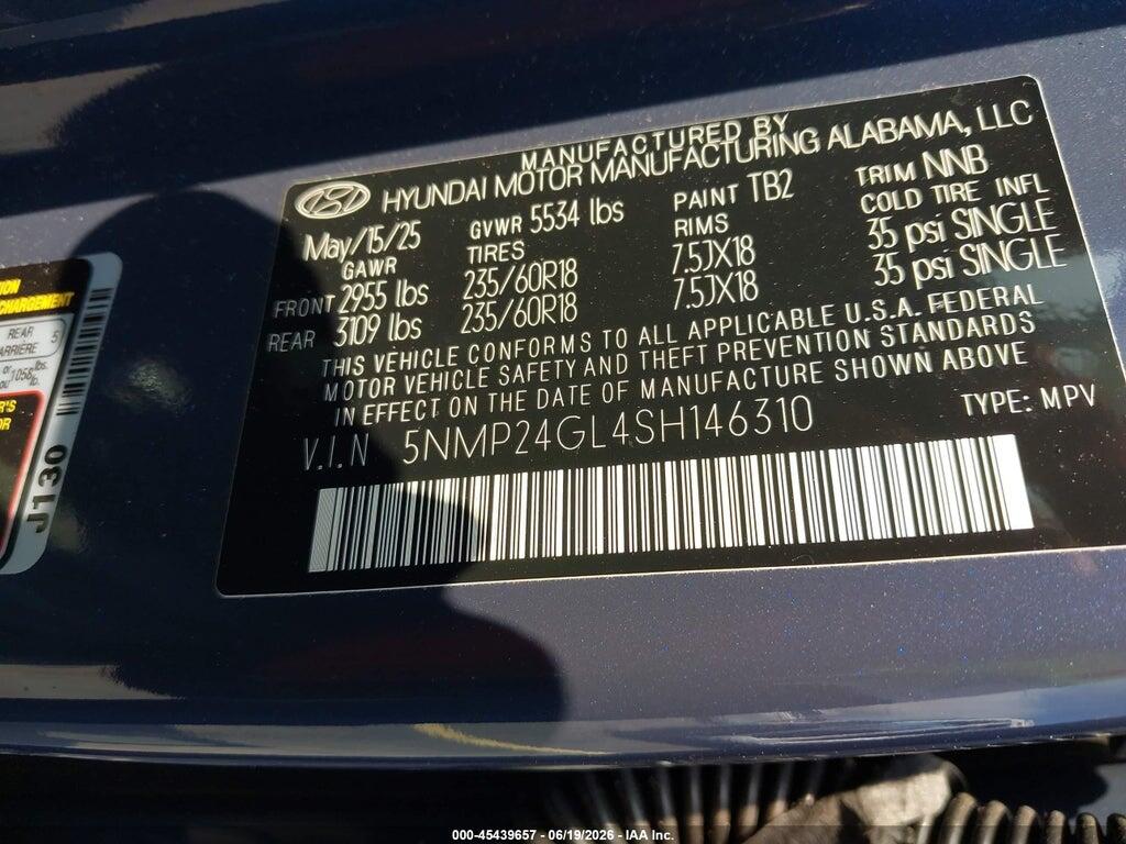 5NMP24GL4SH146310 2025 HYUNDAI SANTA FE photo no. 9