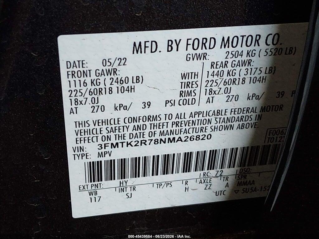 3FMTK2R78NMA26820 2022 FORD MUSTANG MACH-E photo no. 9
