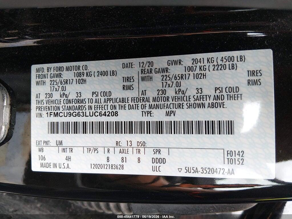 1FMCU9G63LUC64208 2020 FORD ESCAPE photo no. 9