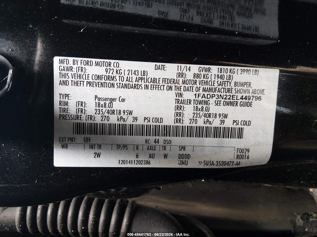 1FADP3N22EL449796 2014 FORD FOCUS photo no. 9