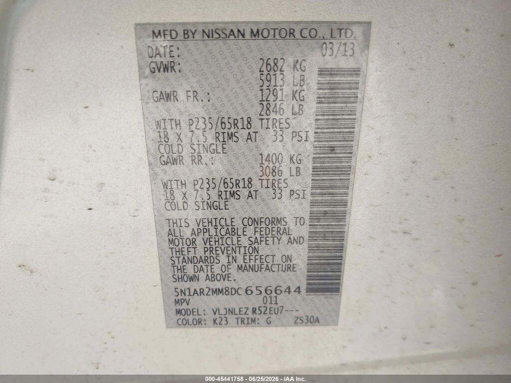 5N1AR2MM8DC656644 2013 NISSAN PATHFINDER photo no. 9