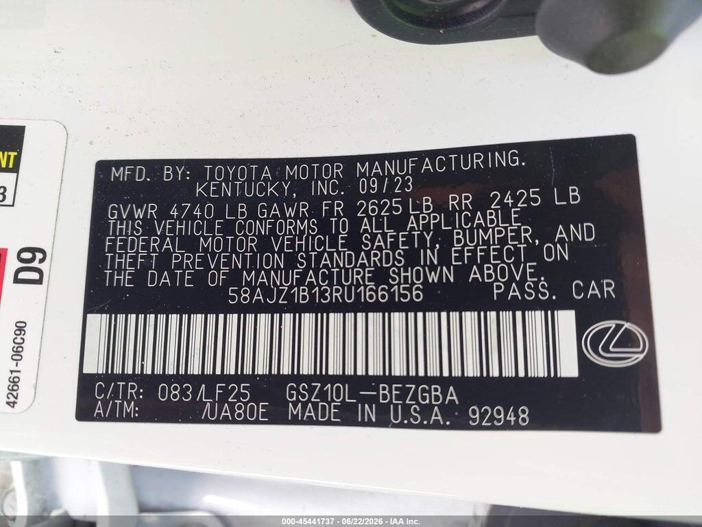 58AJZ1B13RU166156 2024 LEXUS ES 350 photo no. 9