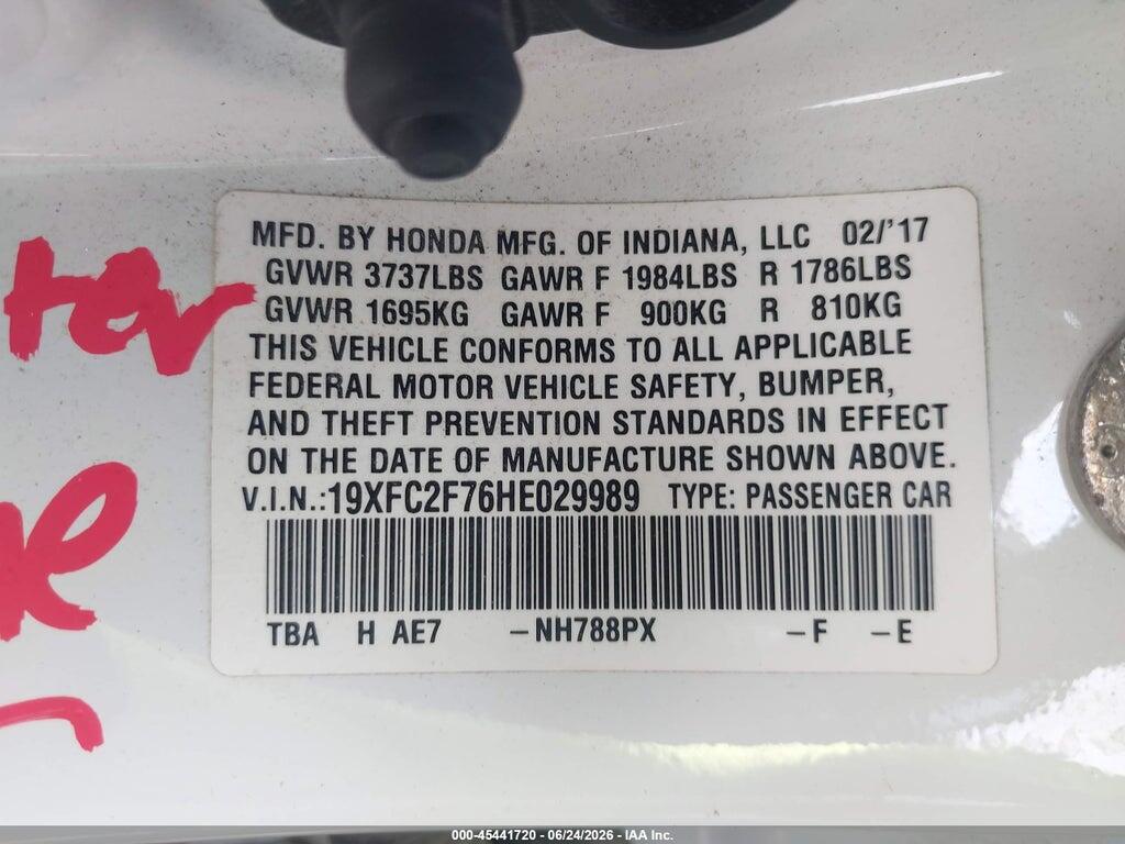 19XFC2F76HE029989 2017 HONDA CIVIC photo no. 9