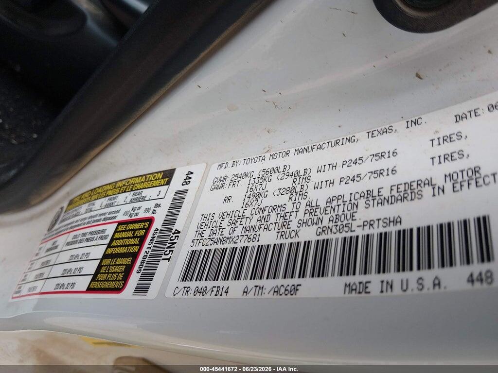 5TFCZ5AN8MX277681 2021 TOYOTA TACOMA photo no. 9