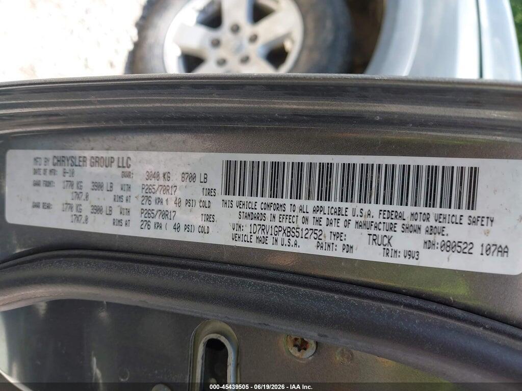1D7RV1GPXBS512752 2011 RAM RAM 1500 photo no. 9
