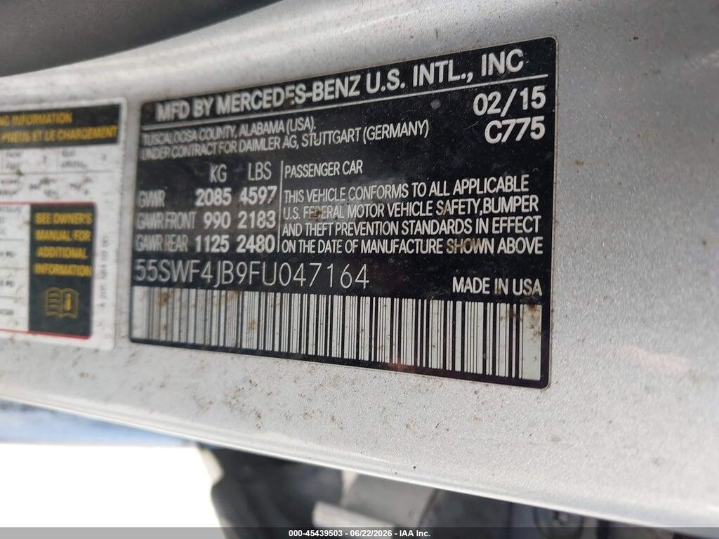 55SWF4JB9FU047164 2015 MERCEDES-BENZ C 300 photo no. 9