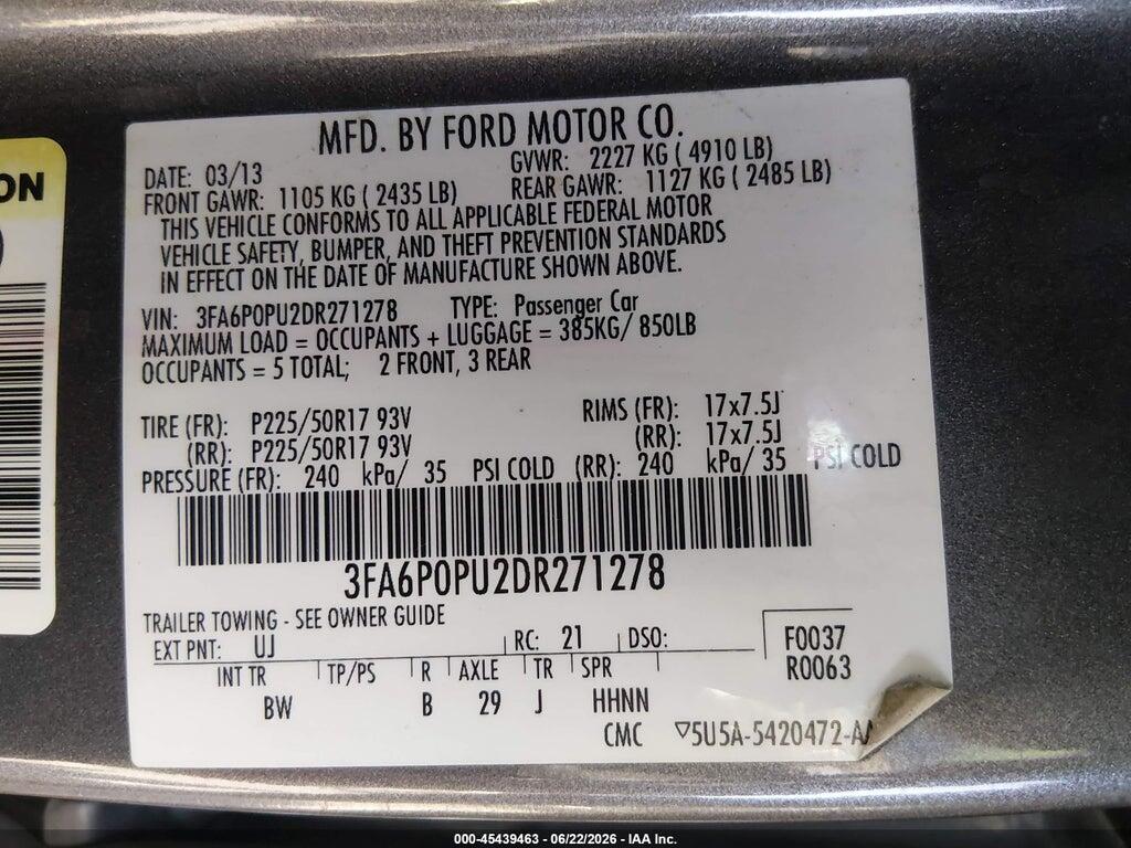 3FA6P0PU2DR271278 2013 FORD FUSION ENERGI photo no. 9