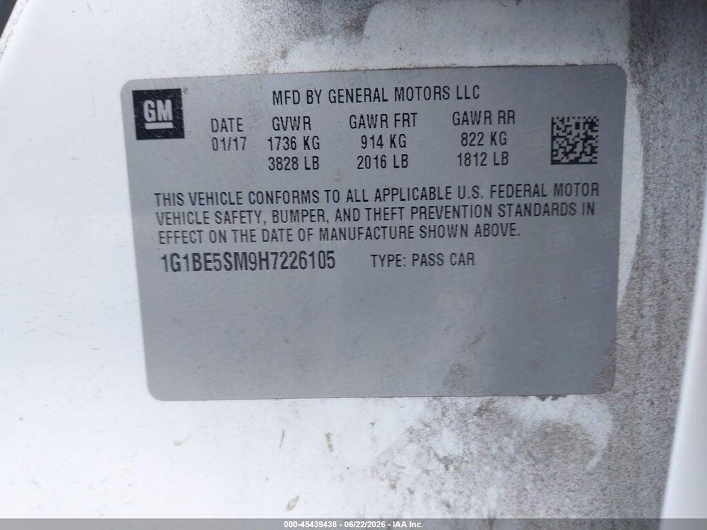 1G1BE5SM9H7226105 2017 CHEVROLET CRUZE photo no. 9