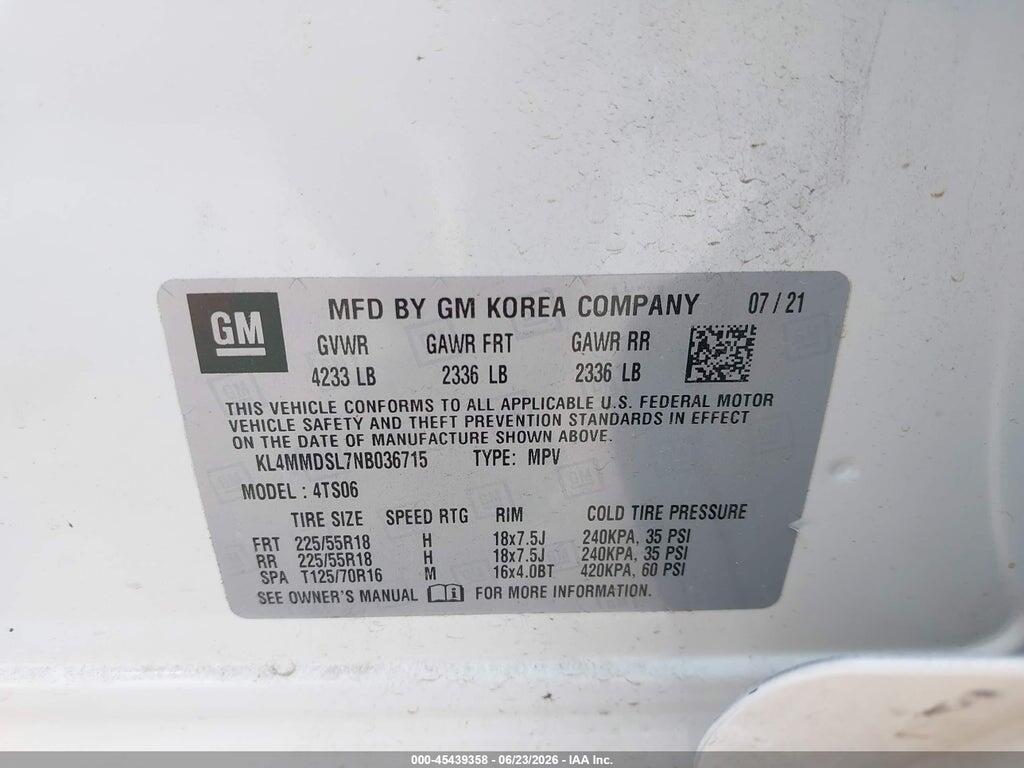 KL4MMDSL7NB036715 2022 BUICK ENCORE GX photo no. 9