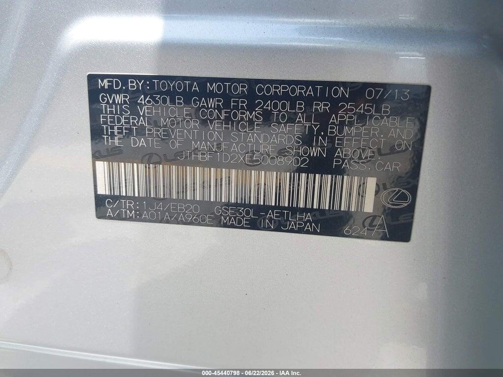 JTHBF1D2XE5008902 2014 LEXUS IS 250 photo no. 9
