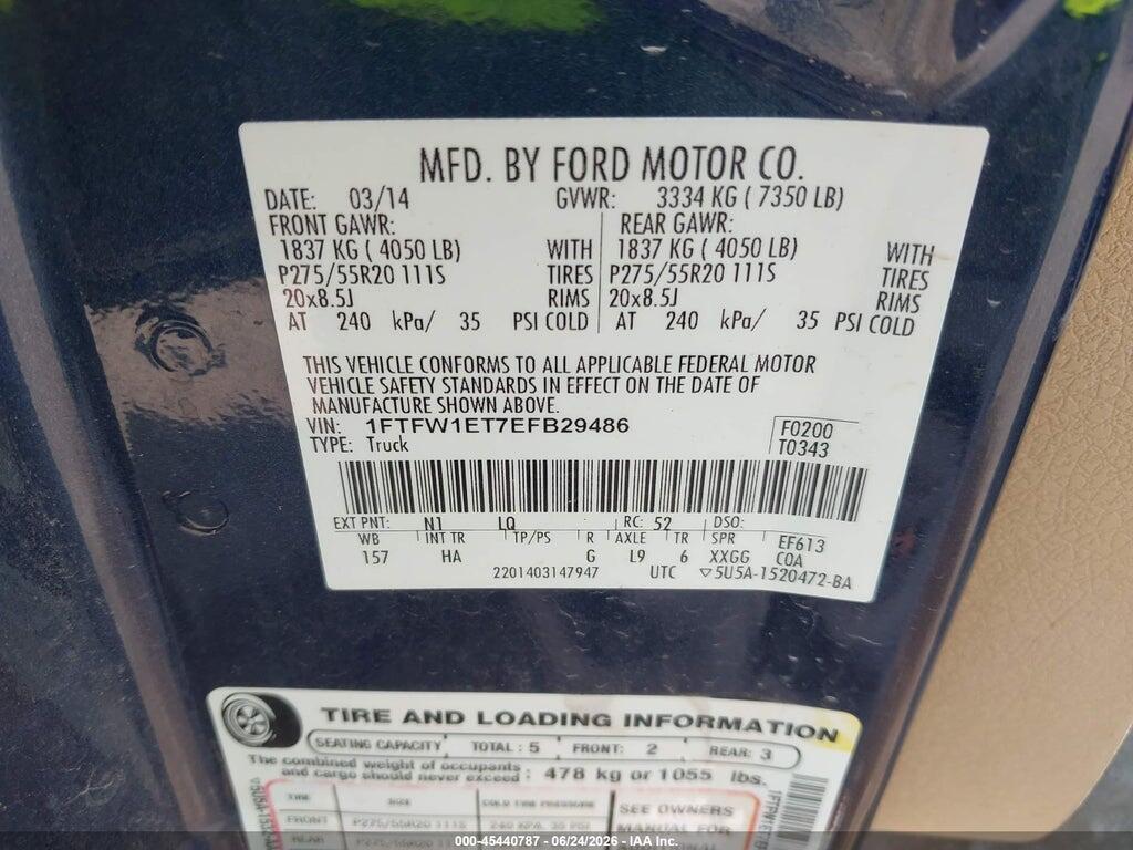 1FTFW1ET7EFB29486 2014 FORD F-150 photo no. 9