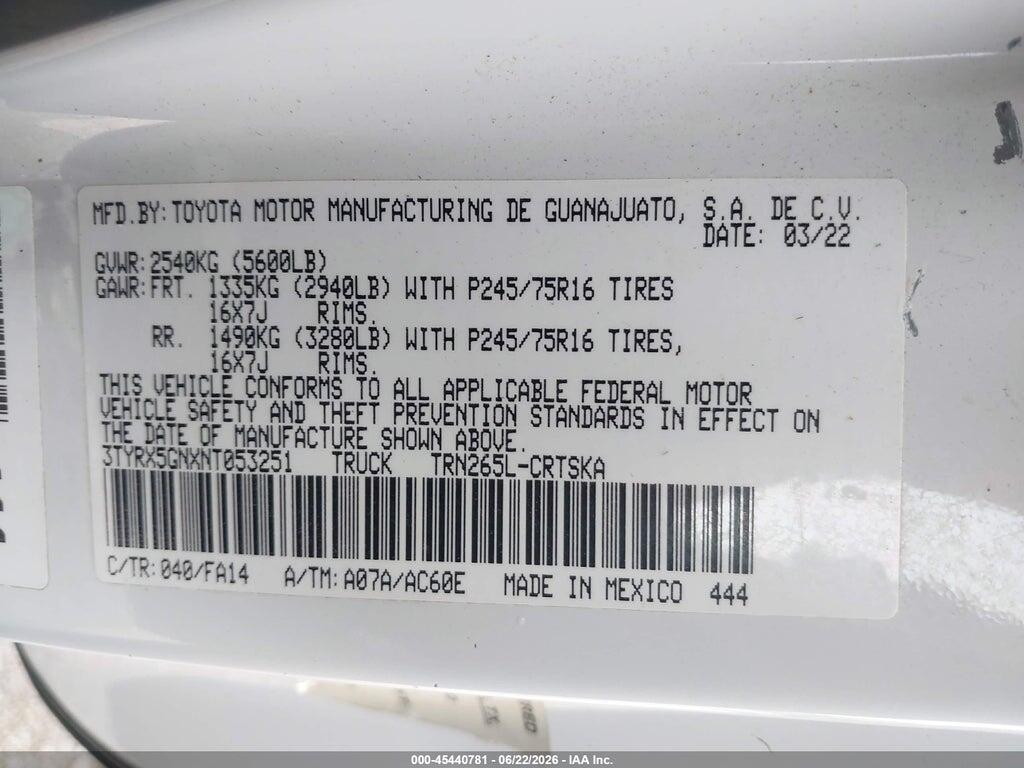 3TYRX5GNXNT053251 2022 TOYOTA TACOMA photo no. 9