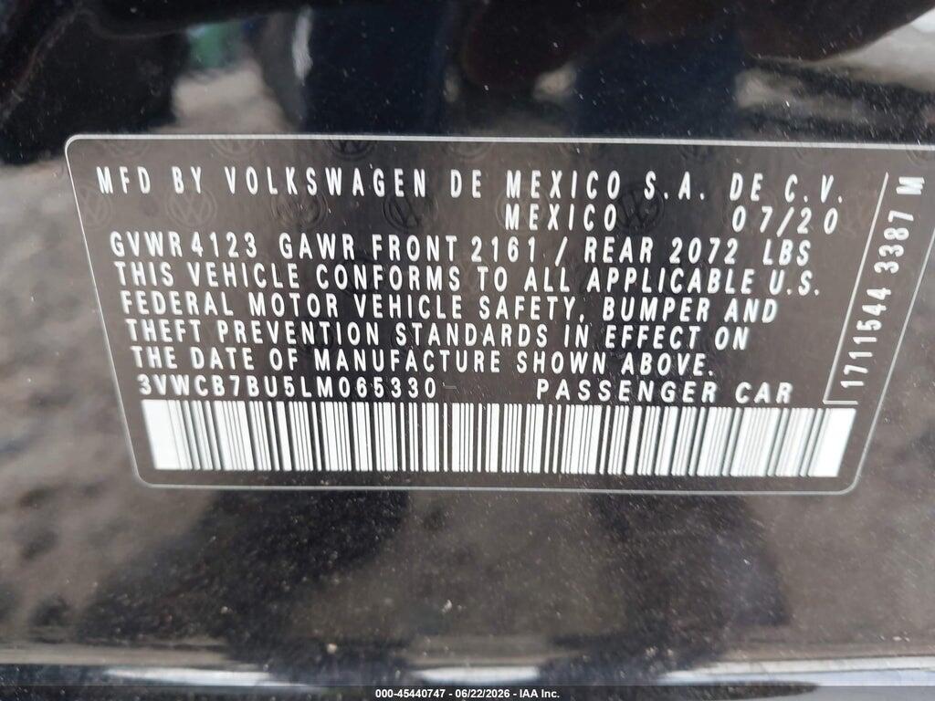 3VWCB7BU5LM065330 2020 VOLKSWAGEN JETTA photo no. 9