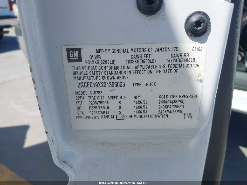 2GCEC19X221396653 2002 CHEVROLET SILVERADO 1500 photo no. 9