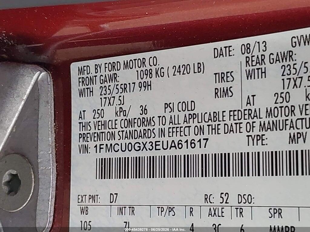 1FMCU0GX3EUA61617 2014 FORD ESCAPE photo no. 9