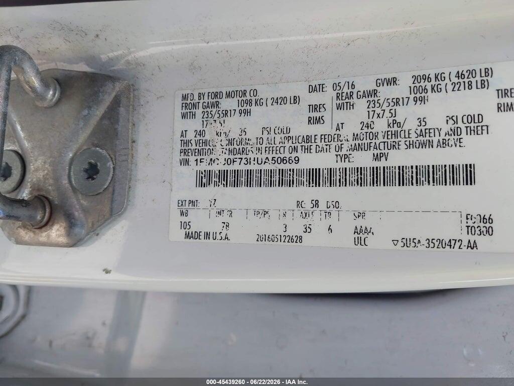 1FMCU0F73HUA50669 2017 FORD ESCAPE photo no. 9