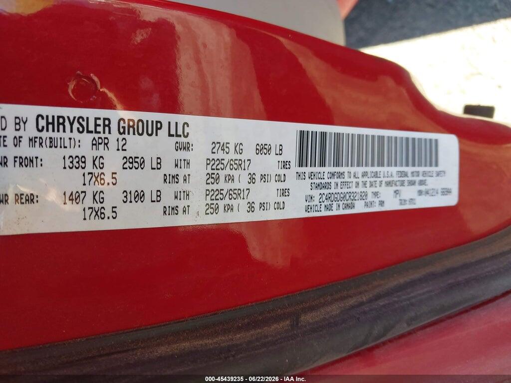 2C4RDGDG0CR321820 2012 DODGE GRAND CARAVAN photo no. 9