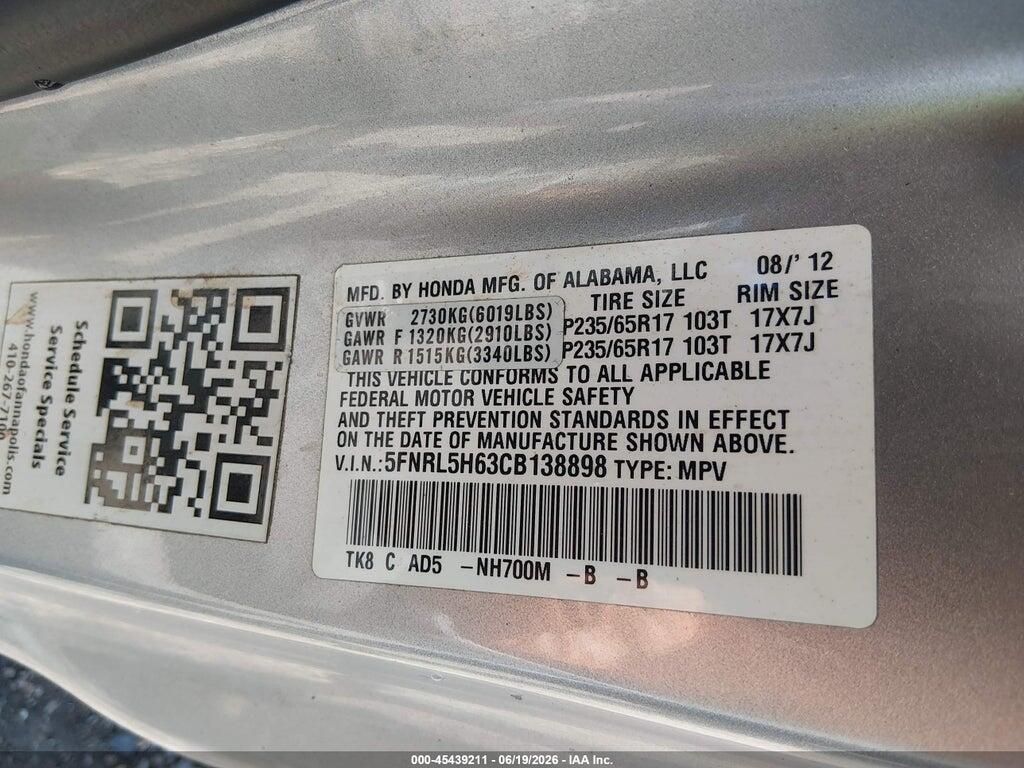 5FNRL5H63CB138898 2012 HONDA ODYSSEY photo no. 9