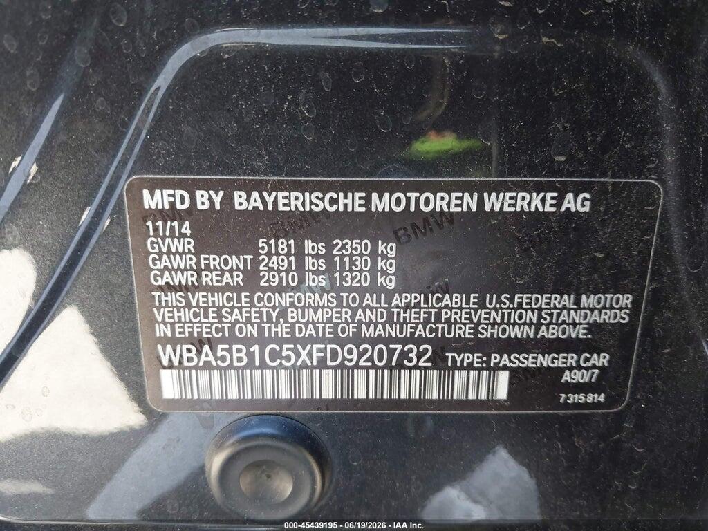 WBA5B1C5XFD920732 2015 BMW 535I photo no. 9