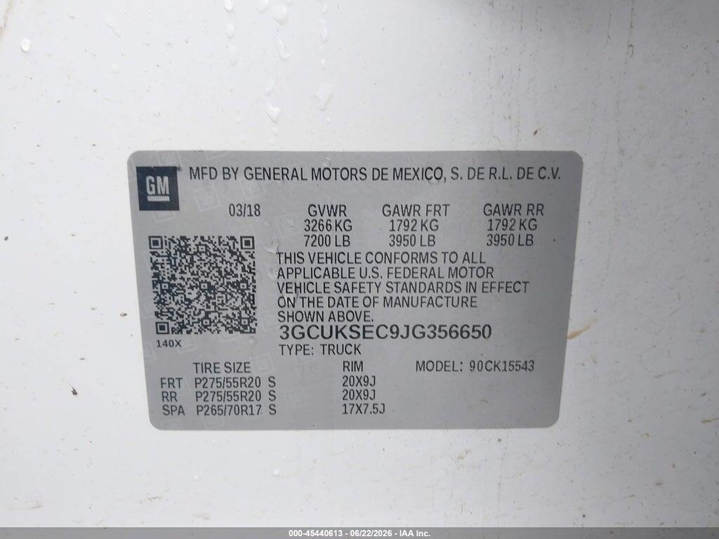 3GCUKSEC9JG356650 2018 CHEVROLET SILVERADO 1500 photo no. 9