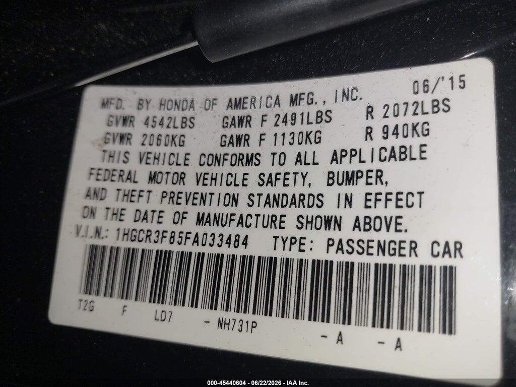 1HGCR3F85FA033484 2015 HONDA ACCORD photo no. 9