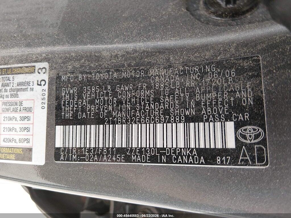 2T1BR32E66C697889 2006 TOYOTA COROLLA photo no. 9