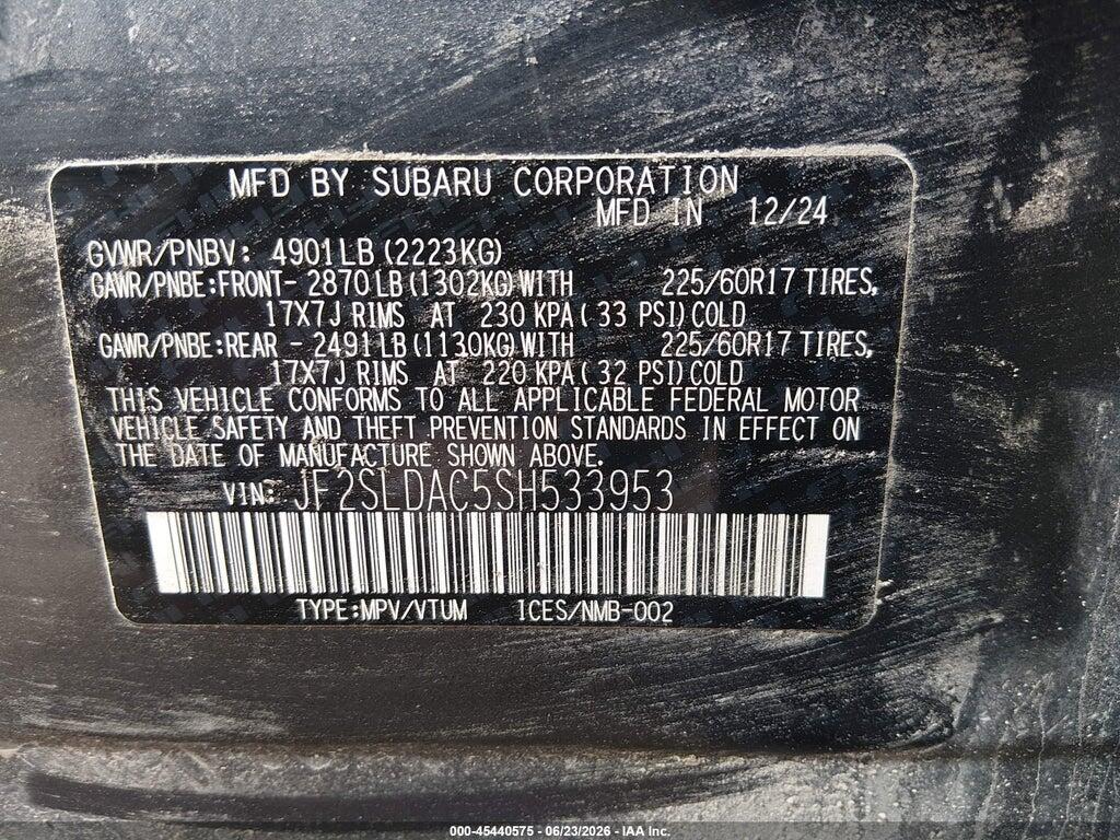 JF2SLDAC5SH533953 2025 SUBARU FORESTER photo no. 9