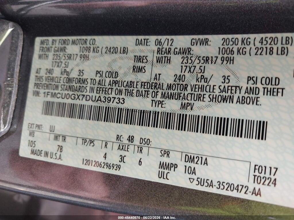 1FMCU0GX7DUA39733 2013 FORD ESCAPE photo no. 9